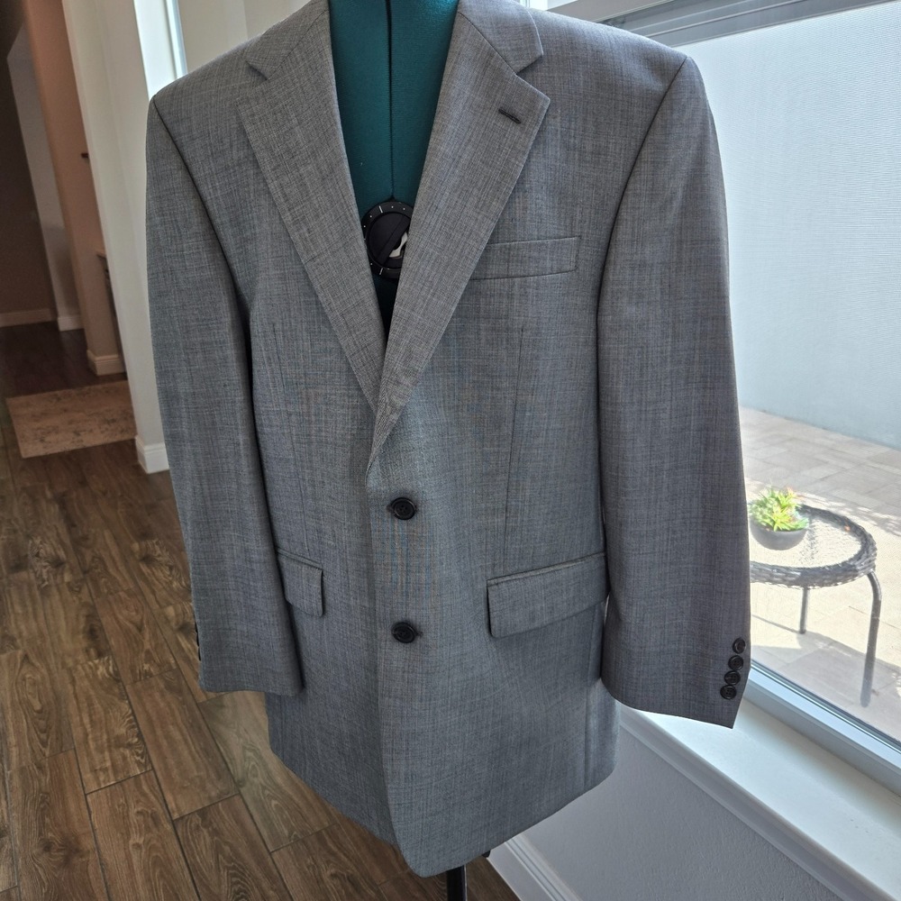 Lauren Ralph Lauren Suit Mens 42R Greige Wool Single Breasted Pleated Cuffed